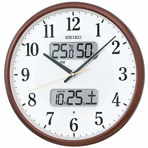 セイコークロック 掛け時計 01:茶メタリック 01:直径35cm 電波 アナログ カレンダー温度 湿度 表示 BC405B