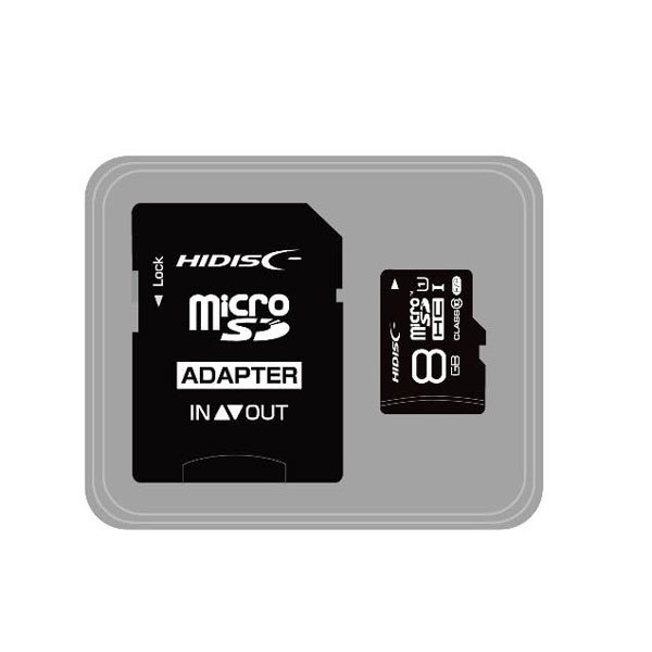  микро SD microSDHC карта 8GB HIDISC HDMCSDH8GCL10UIJP3x1 листов CLASS10 UHS-1 соответствует SD изменение адаптер / с футляром / бесплатная доставка почтовая доставка 