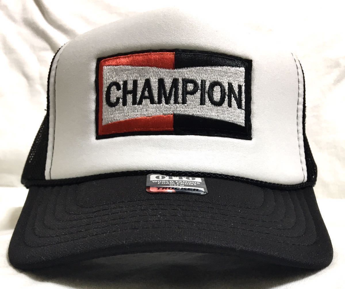 CHAMPION パッチトラッカー ホワイト×ブラック 新品 アメカジ OTTO スナップバック メッシュキャップの画像2