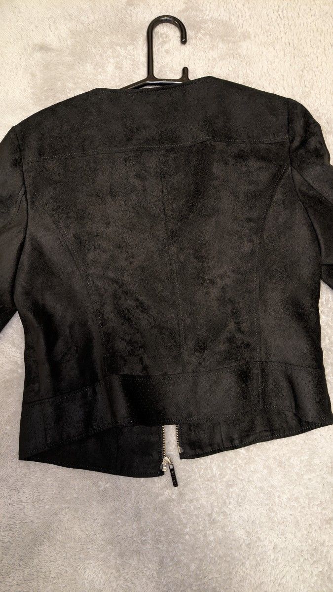 ジャケット ブルゾン ノーカラー　黒　9号 リフレクト 日本製 レディース