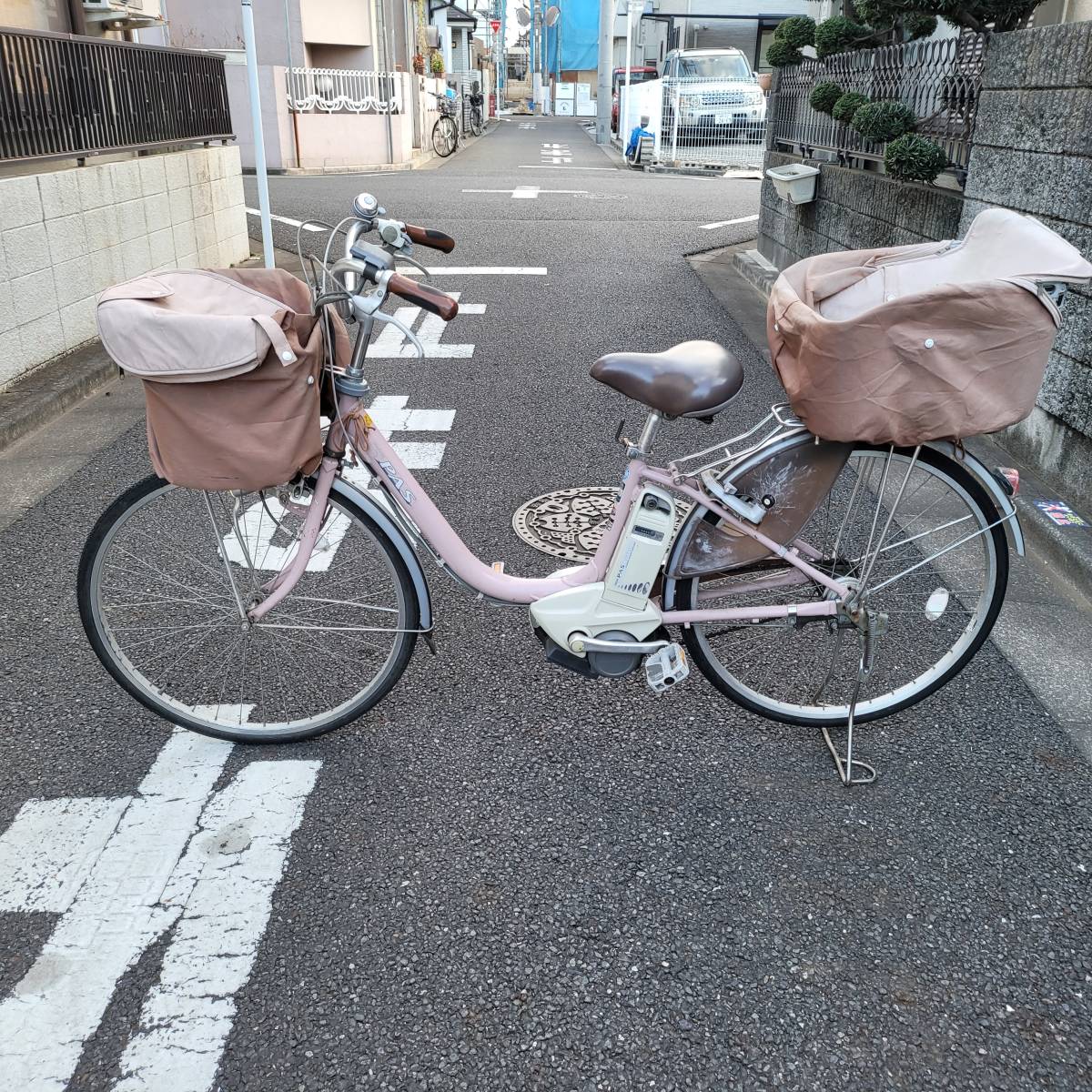 電動自転車 YAMAHA ヤマハ　PAS リチウム 薄ピンク色(中古_画像1