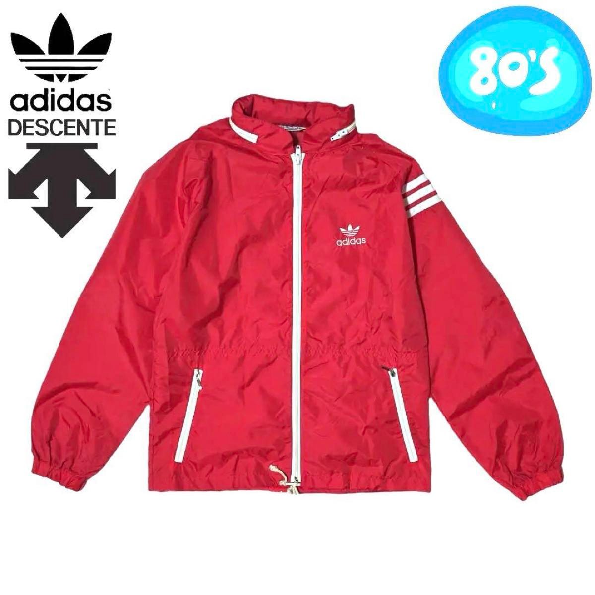 ビンテージ ADIDAS  DESCENT レッド ナイロンジャケット アディダス 70s 80s デサント