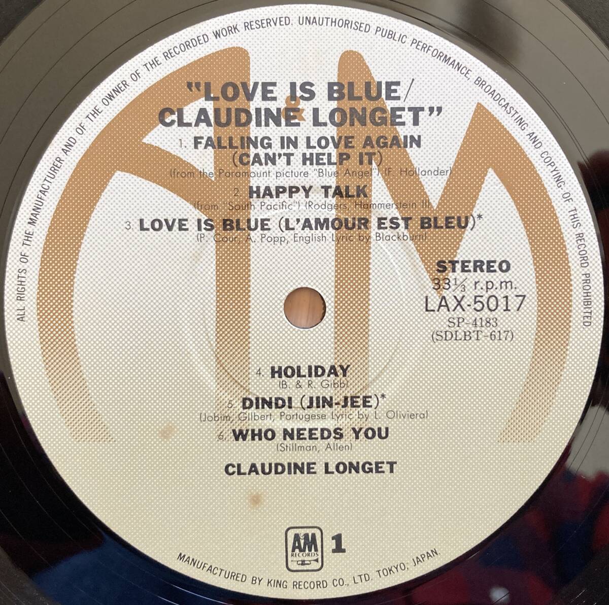 ◆CLAUDINE LONGET/クローディーヌ・ロンジェ◆日本盤帯付LP/LOVE IS BLUE〜恋は水色//キング・レコード創業45周年記念盤//限定プレス_画像5