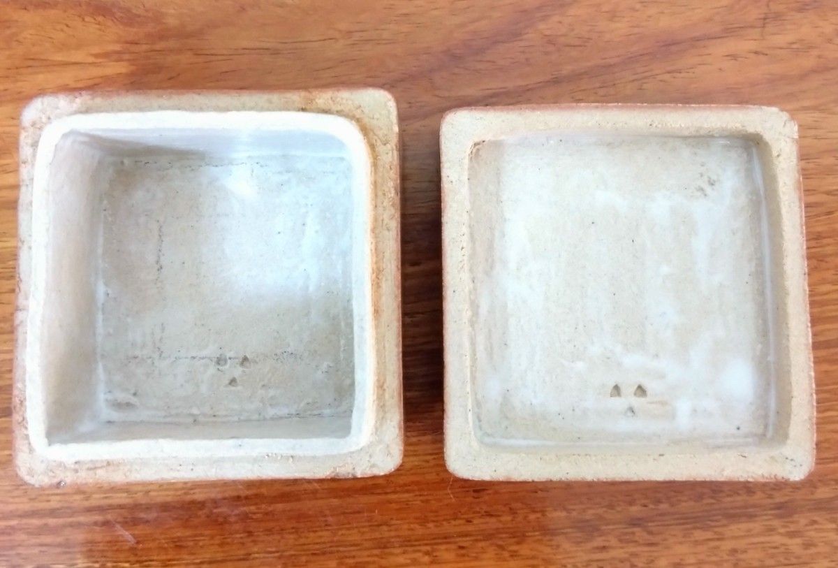 陶器製　香合　共箱共布　在銘　茶道具