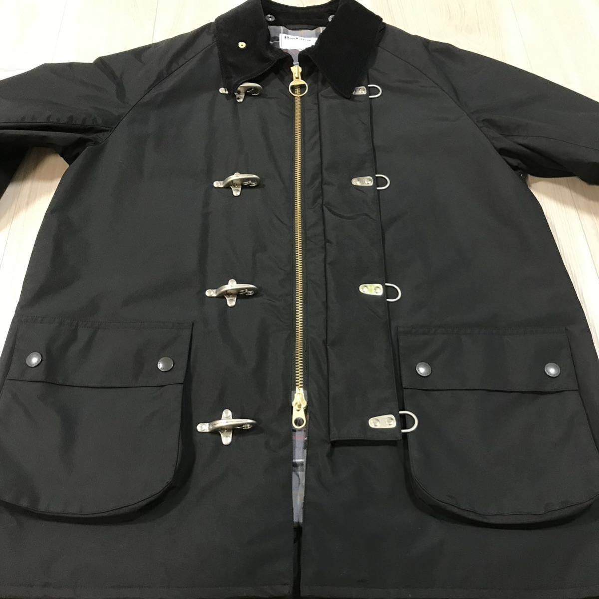 美品 Barbour Steven Alan Fireman JACKETバブアー スティーブンアラン 別注 ファイヤーマン ジャケット コート コーデュロイ ナイロン_画像3