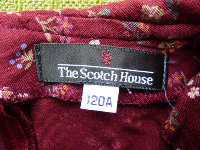 The Scotch House スコッチハウス 　小花柄のワンピース ワインレッド　レーヨン・ウール　三陽商会 １２０A_画像4