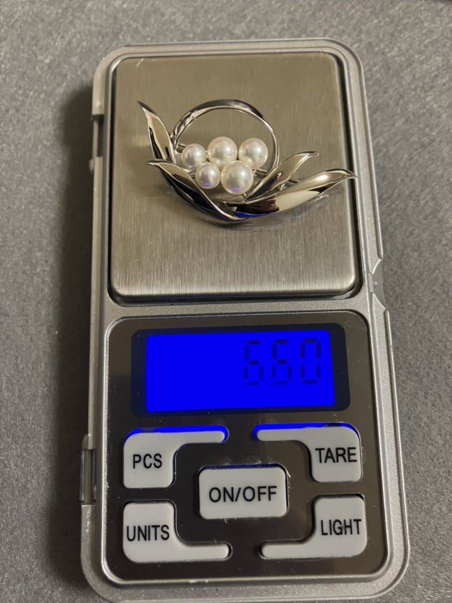 [T2086] 未使用品　ミキモト真珠　MIKIMOTO パール 本真珠 ブローチ アクセサリー 直径6.3mm 重量 6.6g アコヤ真珠 刻印　M _画像8