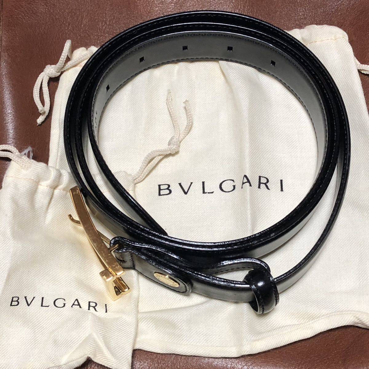未使用品◆BVLGARI ブルガリ ベルト レザー ブラック ゴールド金具 メンズ 紳士_画像8