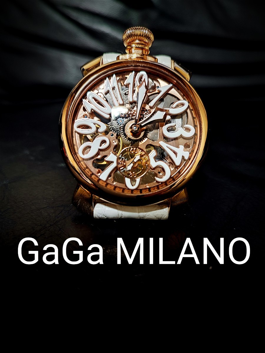 Хороший Gamilano Watch Skeleton Gaga Milano Руководство руководства по борьбе с рукой с антикварным скелетом Gold Gold ¥ 275 000 иен