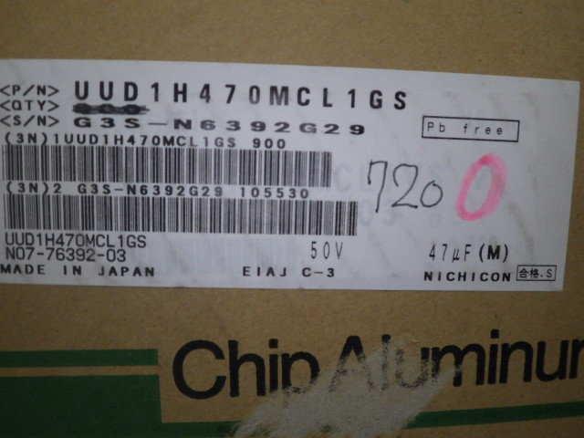 50V47μF 型番UUD1H470MCL1GS 数量720個 NICHICON - コンデンサ 50V47μF 型番UUD1H470MCL1GS 数量720個 NICHICON - コンデンサ