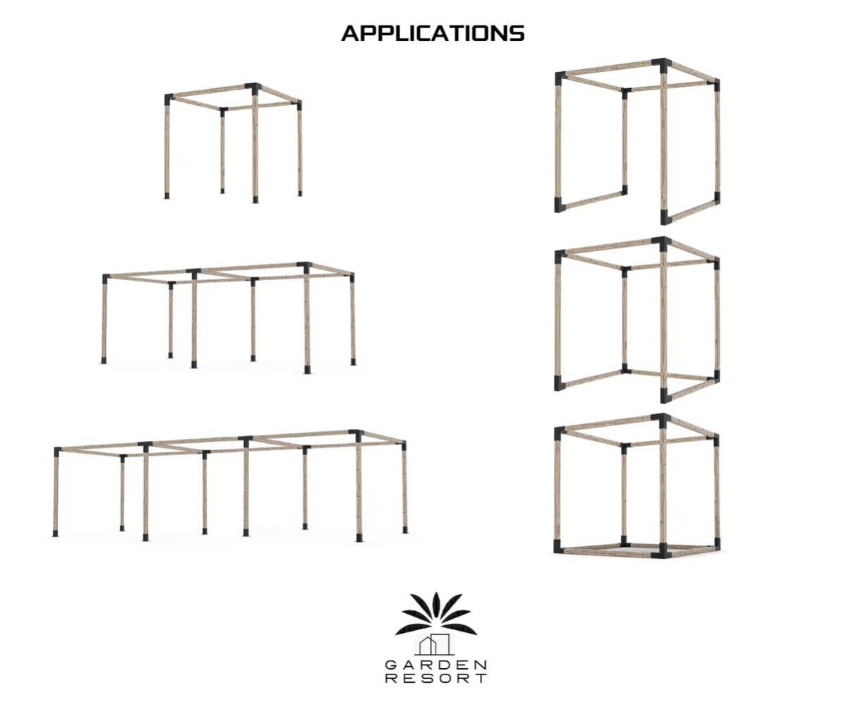 DIY 2WAY ブラケット 単品 2WAY直角コーナー パーゴラ ガゼボ 屋外 庭 被災 アウトドア キャンプ 日よけ ガーデンシェルター ガレージの画像6