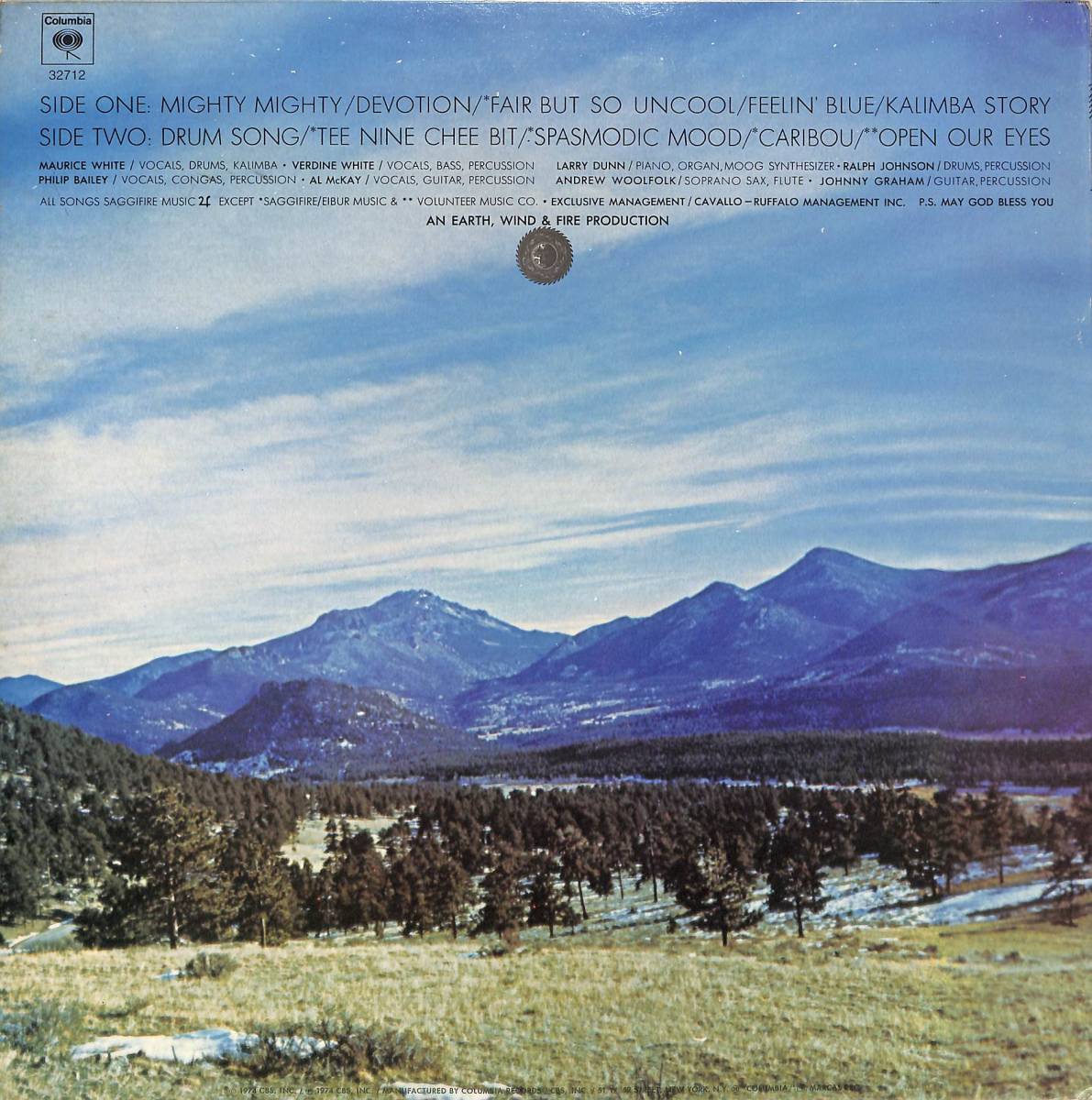 A00583136/LP/アース・ウィンド・アンド・ファイアー「Open Our Eyes (1974年・PC-32712・ソウル・SOUL・ファンク・FUNK・ディスコ・DISC_画像2