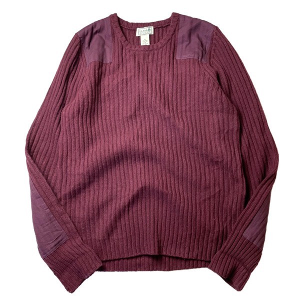 センスのいい お歳暮 00s 90s 名作モデル! L.L.Bean 古着 メンズ L エンジ色 セーター ニット コマンド ヘンリーネック メリノウール ミリタリー エルエルビーン 男性用