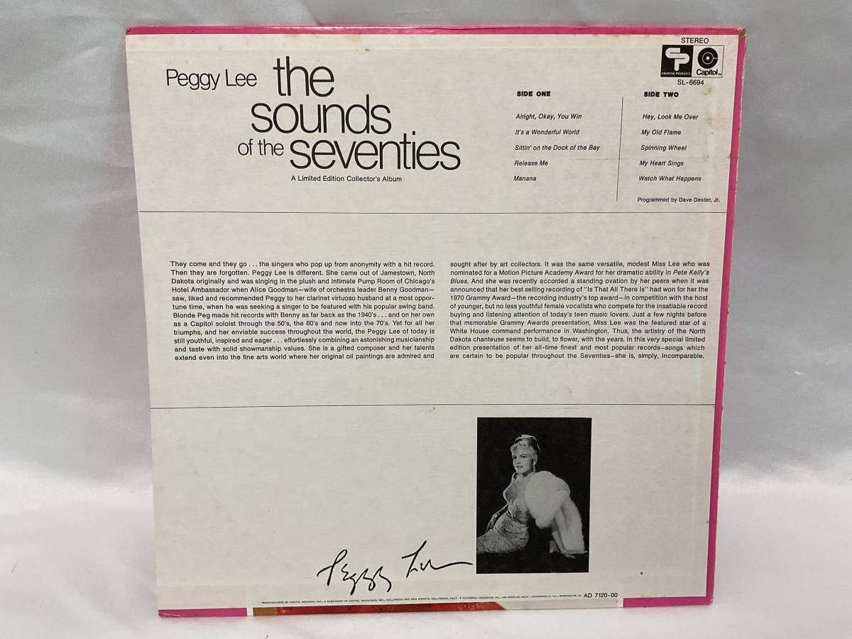 □洋楽LP Peggy Lee/the sounds of the seventies US盤の画像2