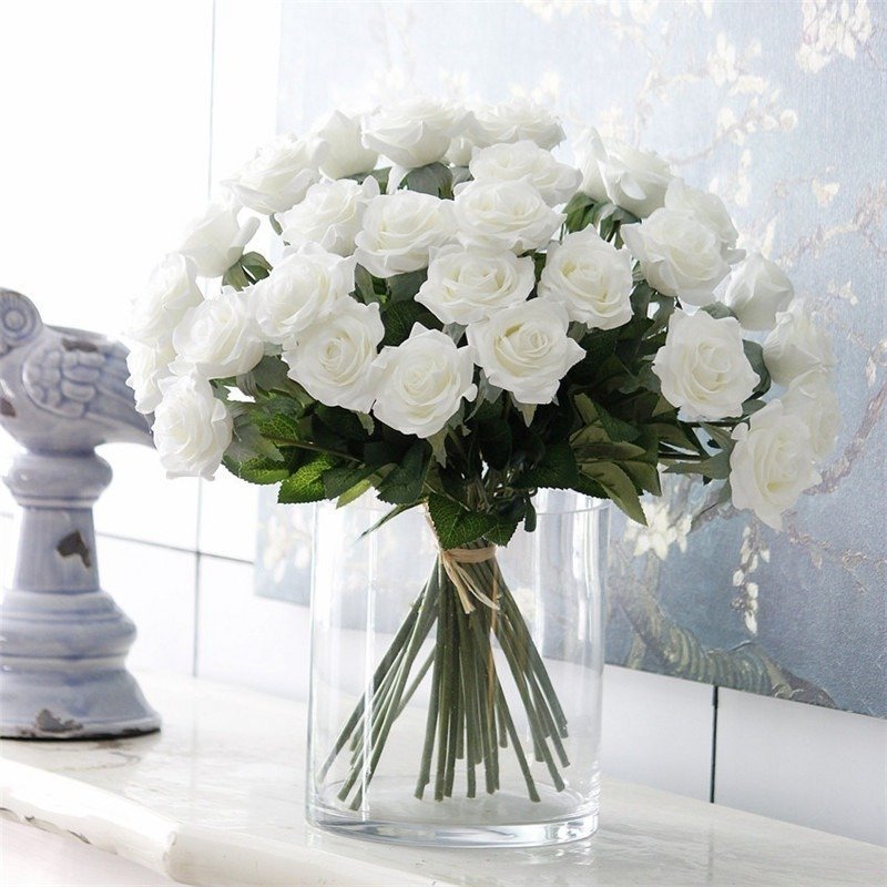 (即決) 大量25本 バラ 高級造花 アートフラワー シルクフラワー 花束 ローズ アレンジメント ブーケ プレゼント お祝い 結婚式の画像2
