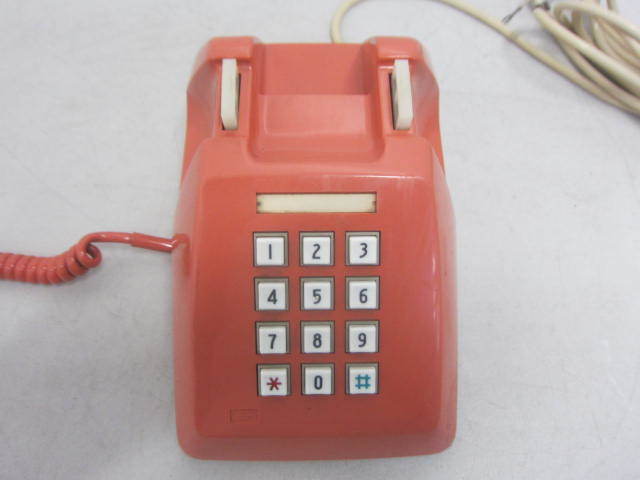  Showa Retro push type telephone machine 601P orange coral pink operation not yet verification 