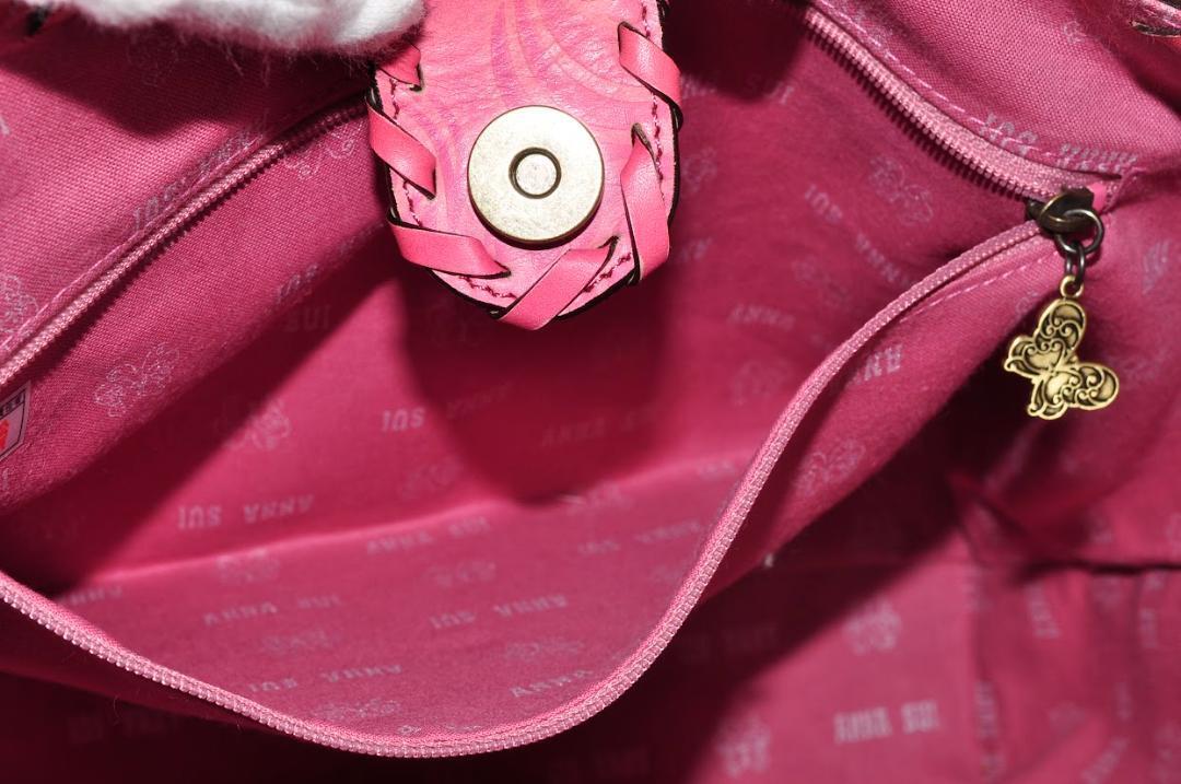 ANNA SUI アナスイ ローズ フラワー 花 ハンドバッグ 手さげかばん PVC レザー 革 ピンク レディース 女性 保存袋付き IM1227_画像10