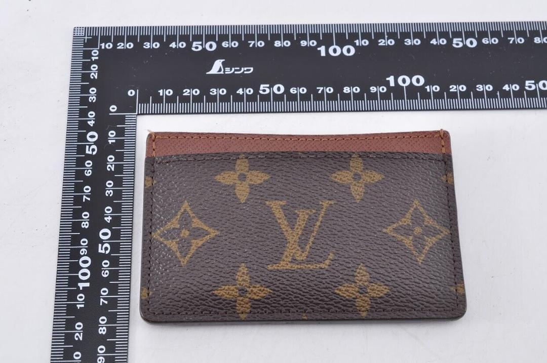 Louis Vuitton ルイヴィトン LV モノグラム カードケース 名刺入れ レザー 革 ブラウン 茶色 総柄 柄あり メンズ レディース 箱付き 2I1171_画像8