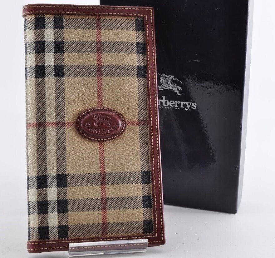 Burberry バーバリー ノバチェック シャドーホース 長財布 レザー 革 ブラウン 茶色 ベージュ 柄あり メンズ レディース 箱付き W1497_画像1