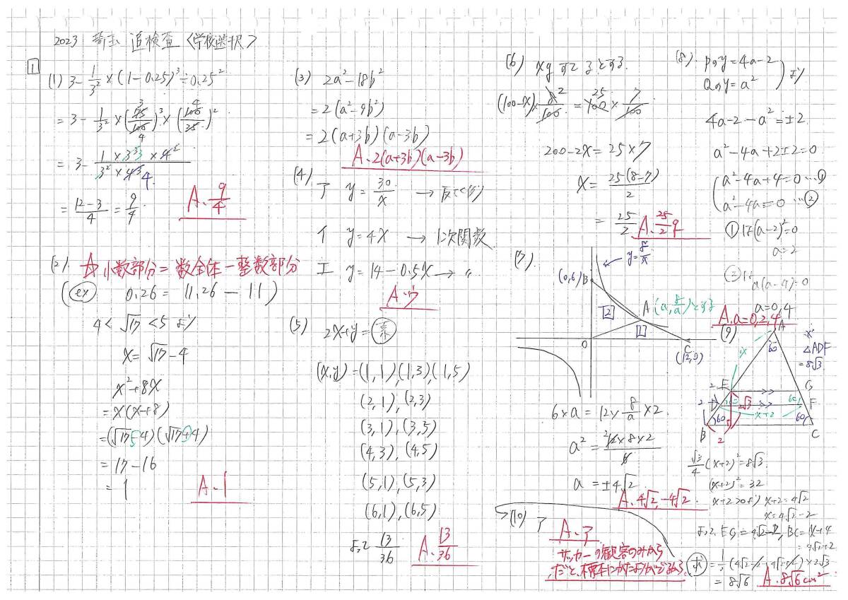 塾講師オリジナル 数学解説 全109ページ 埼玉 公立高入試 2025年度受験用 ※2020-24(追検査除)は全問動画付