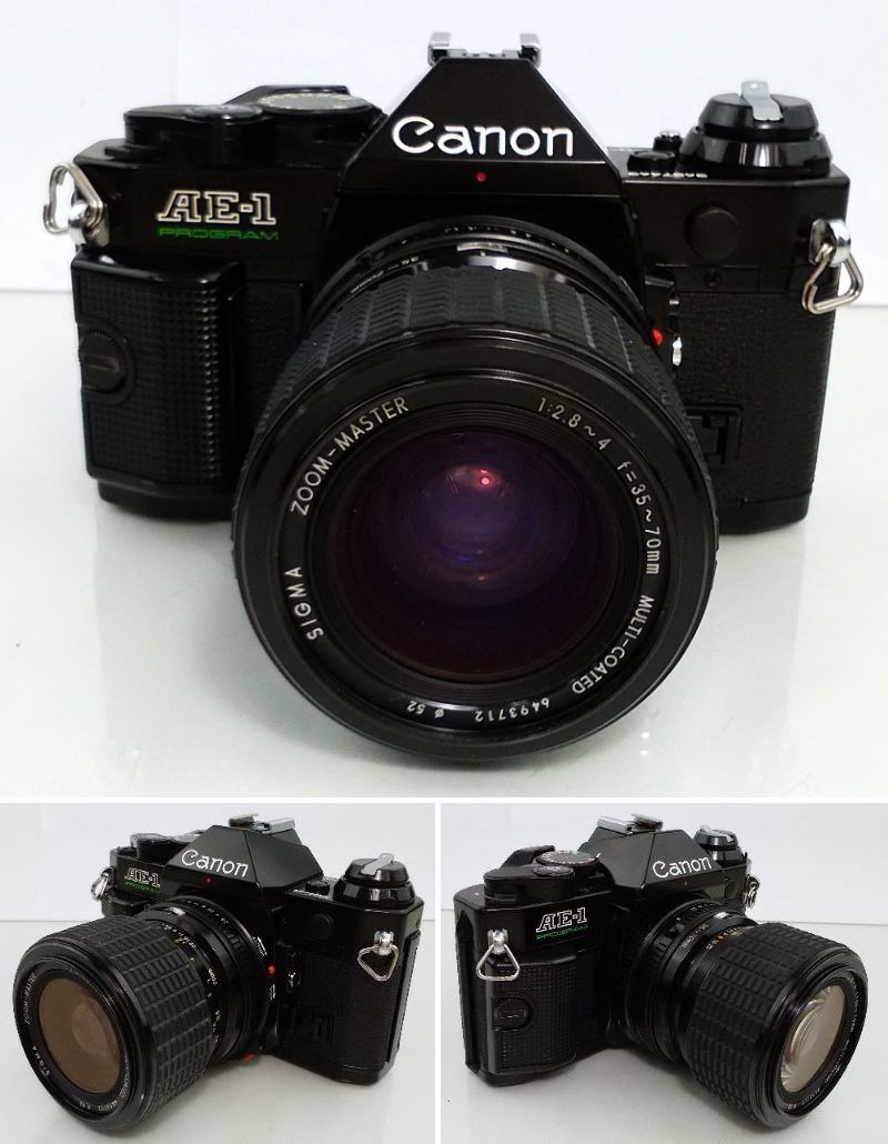 K/ Canon キャノン AE-1 PROGRAM + SIGMA 1:2.8～4 f=35～70mm + SIGMA　1:4.5　f=70-210mm　一眼レフ　カメラ　おまとめ　0201-2_画像2