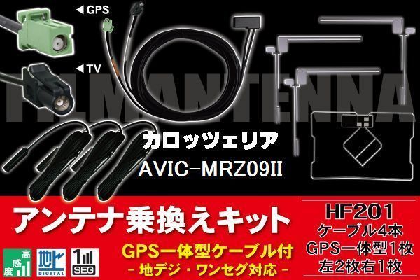 GPS一体型ケーブル & フィルムアンテナ セット カロッツェリア carrozzeria AVIC-MRZ09II 用 HF201 コネクター 地デジ ワンセグ フルセグ_画像1