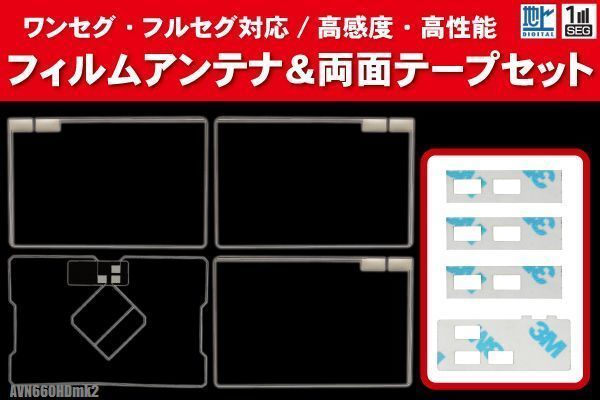 イクリプス AVN660HDmk2 用 アンテナ フィルム 4枚 両面テープ 4枚 3M 強力 地デジ ワンセグ フルセグ 高感度 汎用 スクエア型 ナビ 受信の画像1