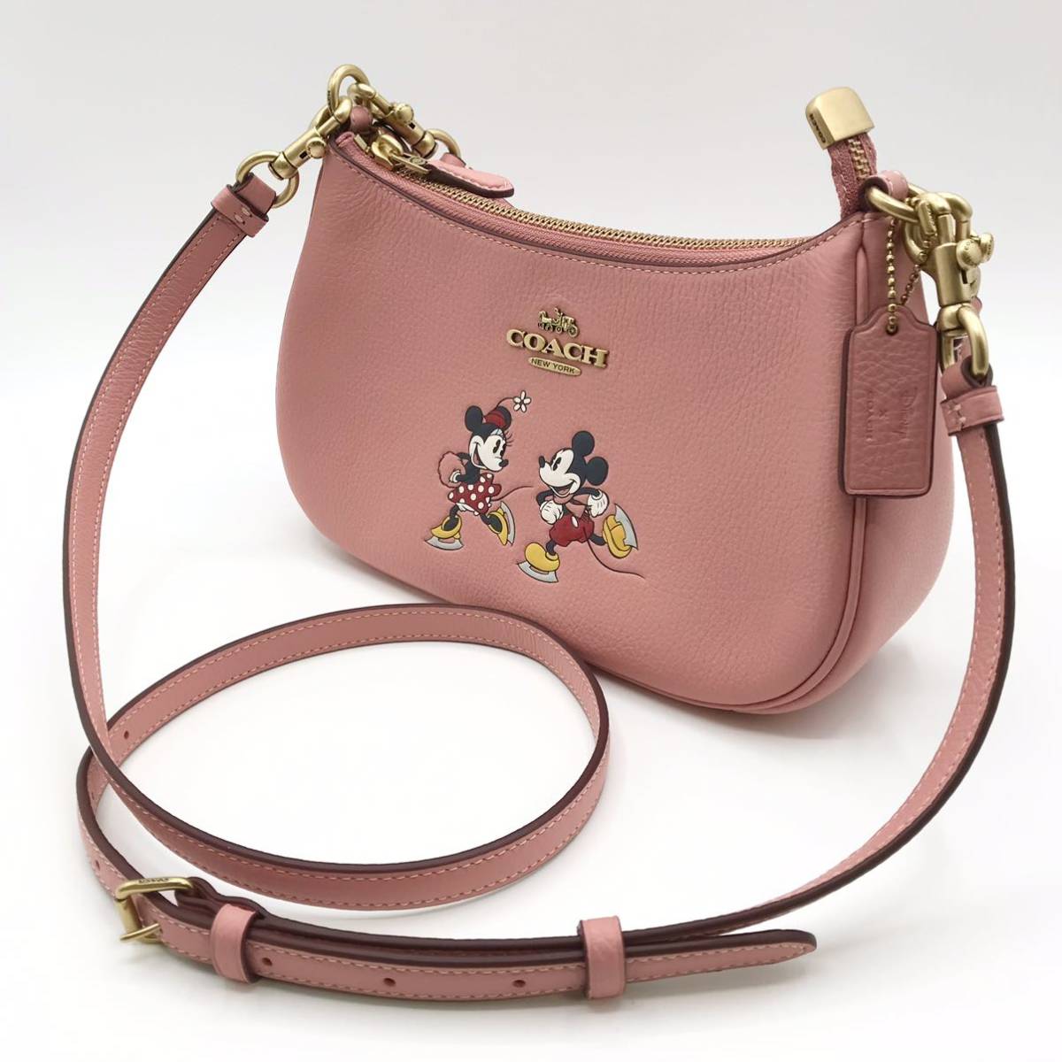 DISNEY X COACH コラボ バッグ ★大人気★ テリ ショルダーバッグ アイススケートモチーフ ミッキーマウス ミニーマウス CM858 B4OFE 新品