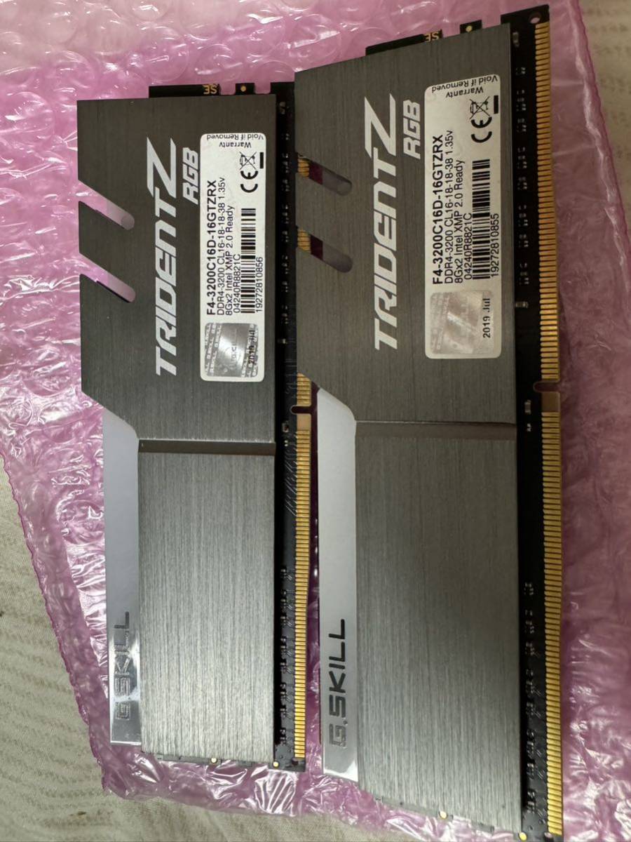 メモリ デスクトップパソコン用 G.SKILL TRIDENT Z RGB DDR4-3200 PC4-25600 8GBx2枚 合計16GB F4-3200C16D-16GTZRX 動作確認済み_画像1