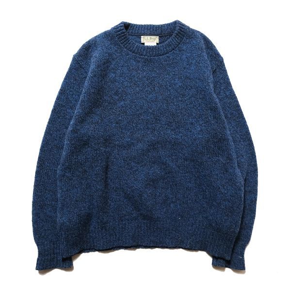 バーゲンで 80's L.L.Bean オールド 旧タグ アメリカ製 90年代 ブルー系 青杢系 XL) (WOMENS ニットセーター ウール クルーネック LLビーン USA製 90's 女性用