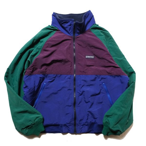 90's USA製 ランズエンド フリースライニング ナイロンジャケット (XL) クレイジーパターン 90年代 アメリカ製 旧タグ オールド LANDS'END