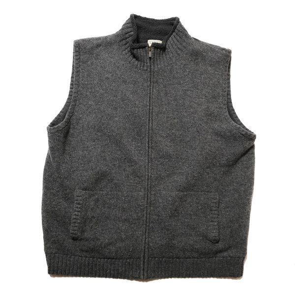 【再入荷】 フリースライニング LLビーン 00's ウール Y2K L.L.Bean アウトドア オールド 旧タグ 00年代 裏ボア フルジップ 灰杢系 (XL) ベスト ニット 男性用