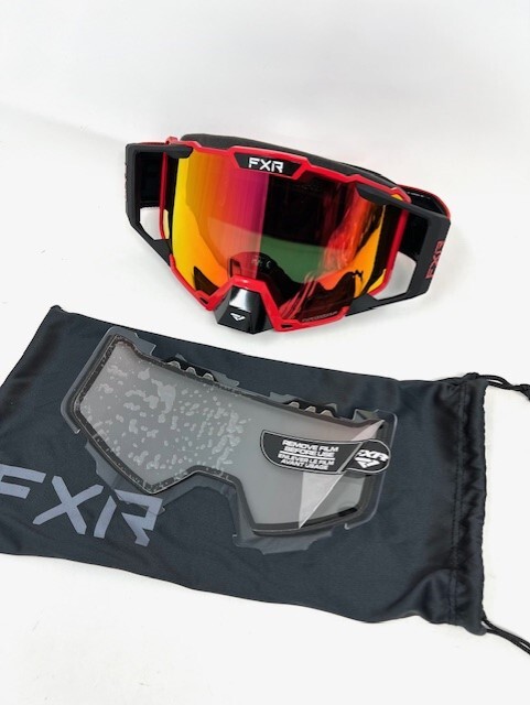 2024 FXR Racing Canada カナダ スノーモービル ゴーグル UV カット 曇り止め クリアレンズ付属 PILOT GOGGLE レッド 北米 ● 新品未使用_交換用クリアーレンズ付き