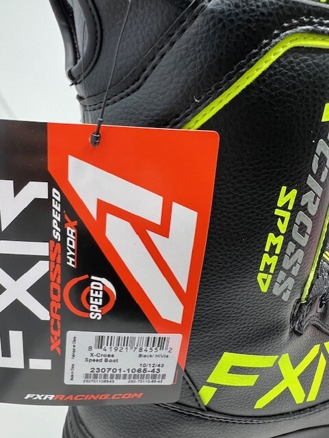 【日本未発売】FXR Racing スノーモービル X-Cross Speed Boots スノークロス ブーツ 保温 防水 黒/黄色 USサイズ 10 約28cm ● 新品未使用_画像10