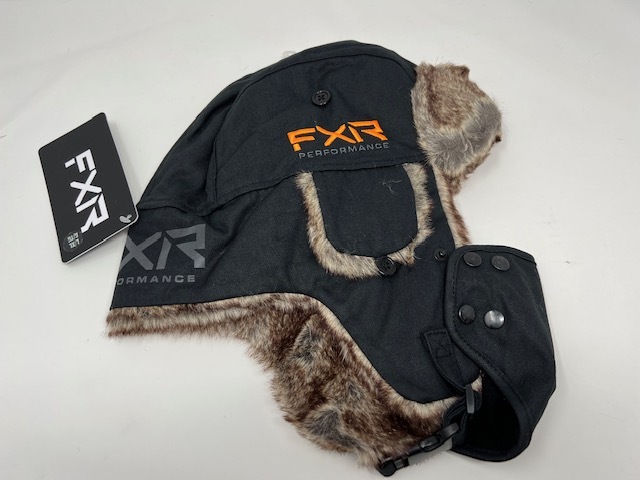 FXR Racing スノーモービル Trapper Hat トラッパー ハット 防寒 トローパーハット 黒/オレンジ Black/Orange L/XLサイズ ● 新品未使用_イメージ写真