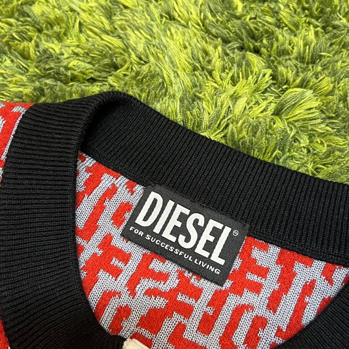 高級 人気 DIESEL ディーゼル 総柄ロゴ 半袖ニットカーディガン ニットミニスカート セットアップ