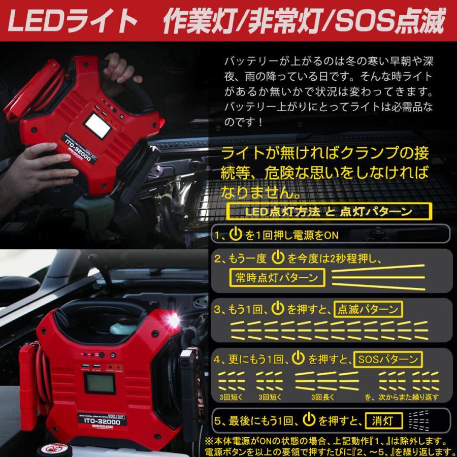 1年保証 ジャンプスターター 24V 12V リン酸鉄 大容量 ITO-32000ｍAh 88ハウス USB シガー リチウム マルチ_画像6