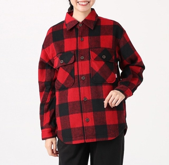  MO/CHUMS(チャムス) Shaggy Check CPO Jacket Lsize Red CH04-1355_画像1