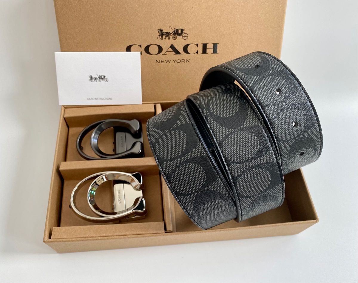 COACH コーチ 新品 リバーシブル レザーベルト メンズベルト 本 COACH コーチ 新品 リバーシブル レザーベルト メンズベルト 本