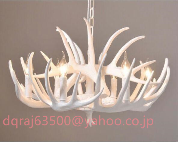 特価★カフェみたい 鹿の角 シャンデリア　ライト天井照明 照明器具6灯ホワイト_画像1