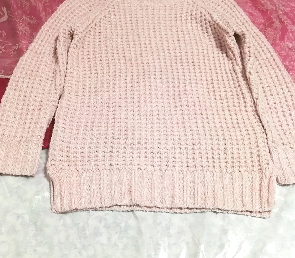 ELLE Indonesia made pink braided long sleeve / sweater / knitted / tops Made in indonesia pink long sleeve sweater knit tops