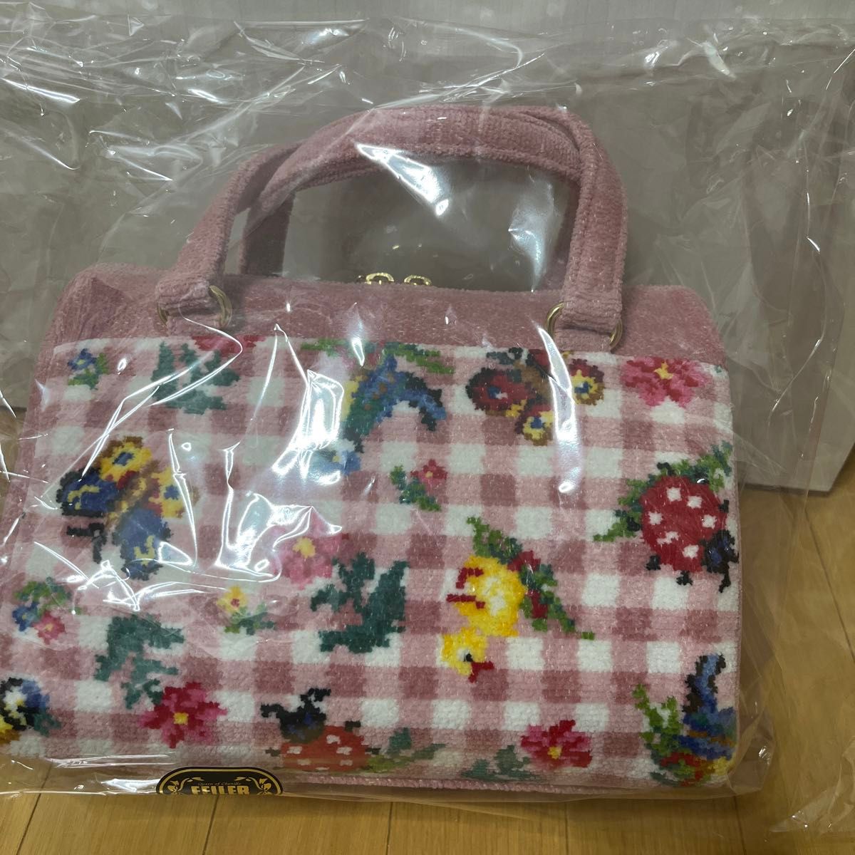 FEILER 未開封 新品未使用 ハイジチェック ピンク ボストン FEILER 未開封 新品未使用 ハイジチェック ピンク ボストン