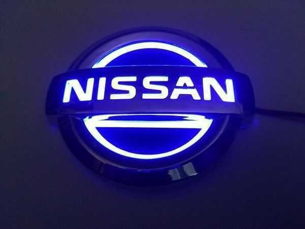 ★新品★日産 NISSAN 5D LEDエンブレム 交換式 11.7X10.0cm ブルー_画像1