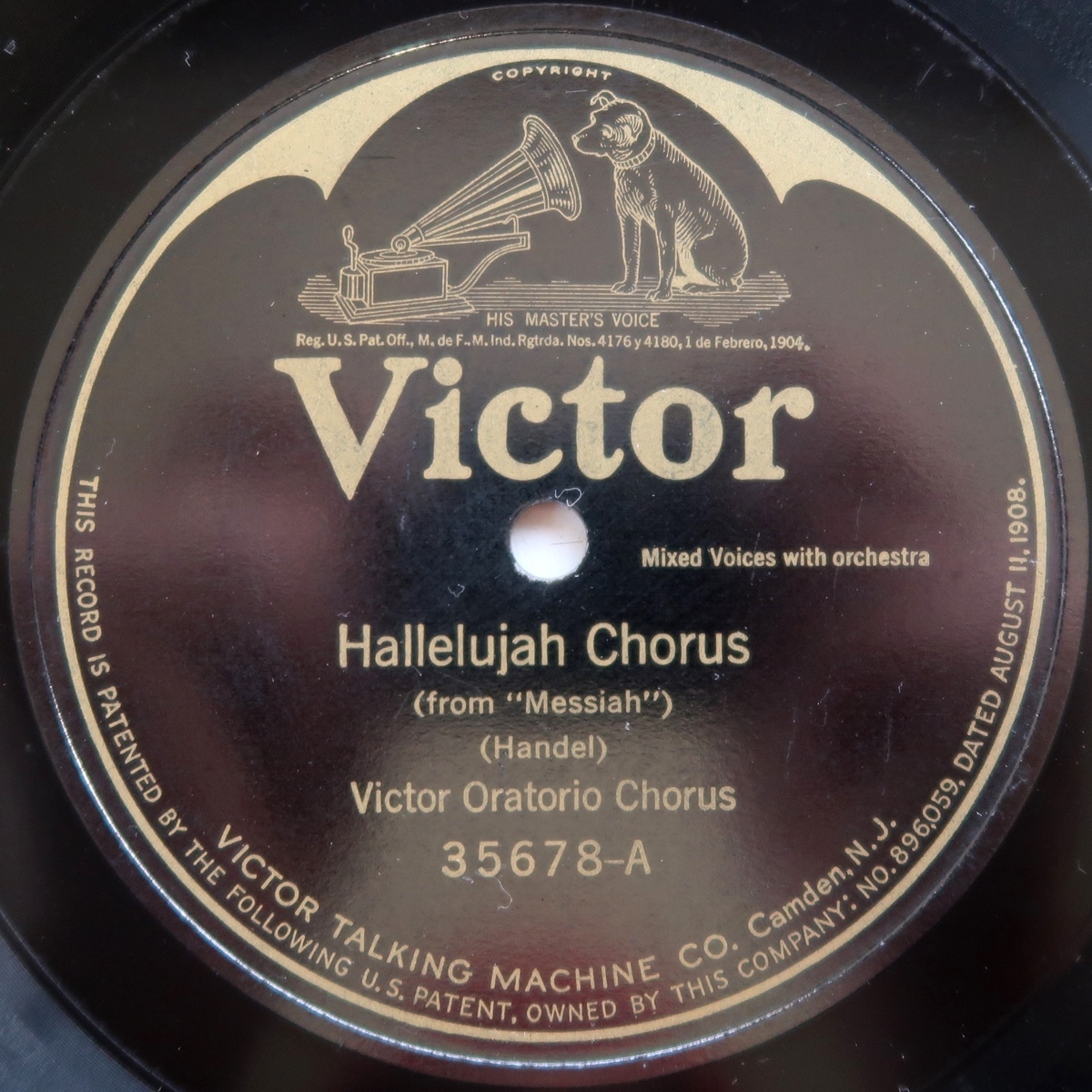 SP ヘンデル ハレルヤ・コーラス モーツァルトのグロリア VICTOR ORATORIO CHORUS 米盤の画像3