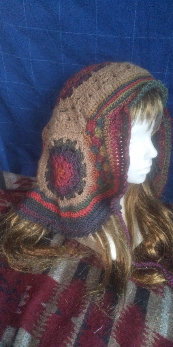 ボンネット、マフラー、耳当て帽子、ストール、バブーシュカ風色々使える毛糸ハンドメイド