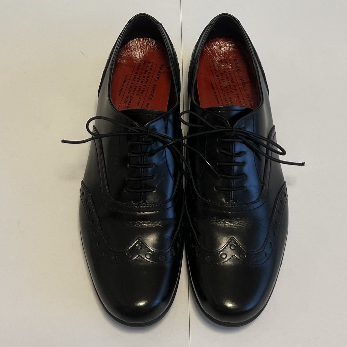  beautiful goods chaussershoseTRAVEL SHOES travel shoes wing chip original leather shoes 38 black made in Japan TR-004 leather shoes 