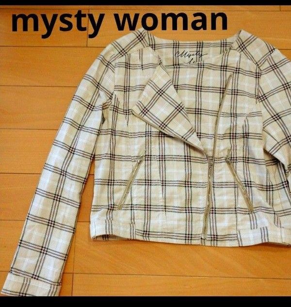 mysty womanライダース風 ノーカラージャケット