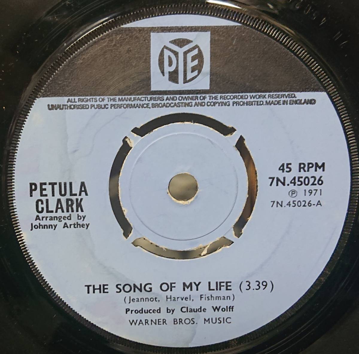 ☆特選☆PETULA CLARK/THE SONG OF MY LIFE'1971UK PYE 7INCH_画像2