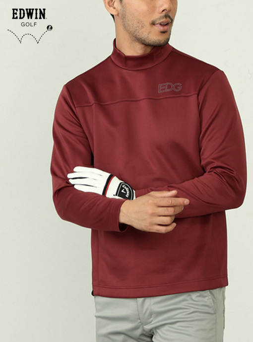 新品タグ付き7590円を/1点のみ■EDWIN GOLFモックネックロングTシャツ 長袖【UVカット/ストレッチ】/EDG526-06/XL■在庫限り■_画像1