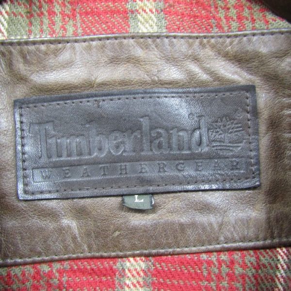 本革 サイズ L Timberland レザー ジャケット ブルゾン ブラウン ティンバーランド 古着 ビンテージ 3F1901_画像3